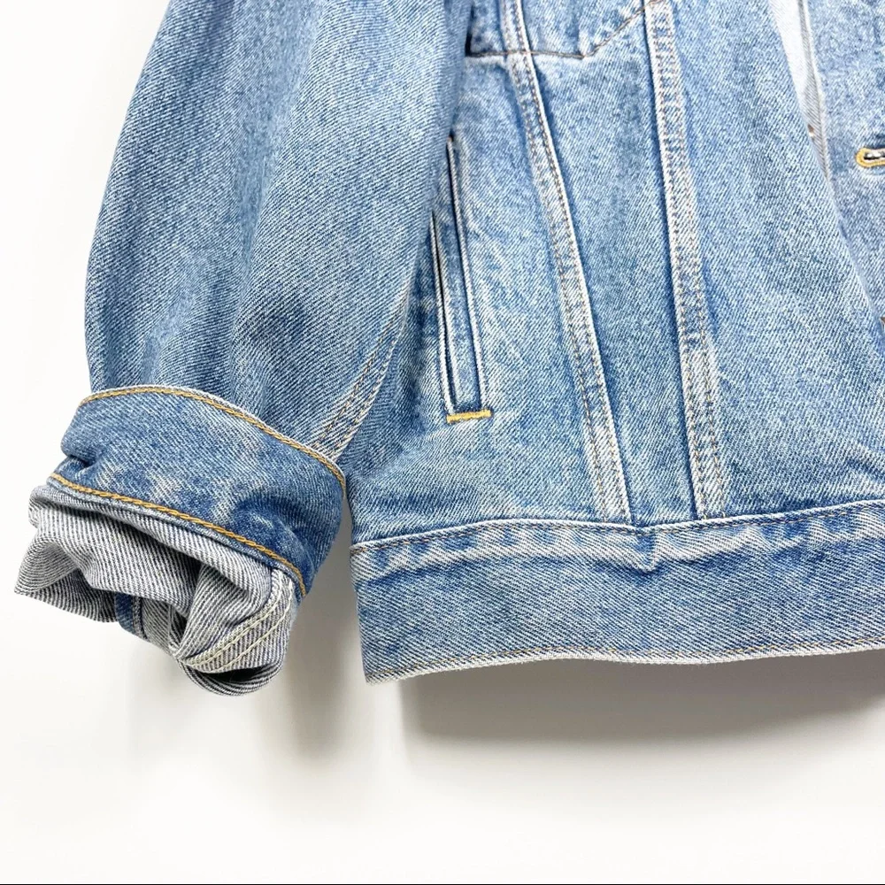 Levis Blue Denim Relaxed Trucker Jacket Mens Size M 7112 - Picture 8 of 11